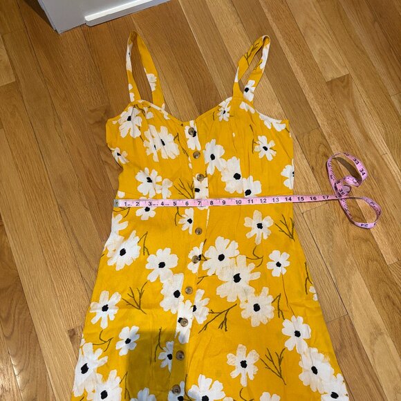 Madewell Button Front Midi Dress Ikat Floral Yellow Sundress Women’s Size 6 NWT - Picture 11 of 12